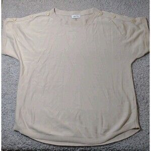 Melissa Paige Blouse Women 2xl Light Tan Short Sleeve Decorative Buttons